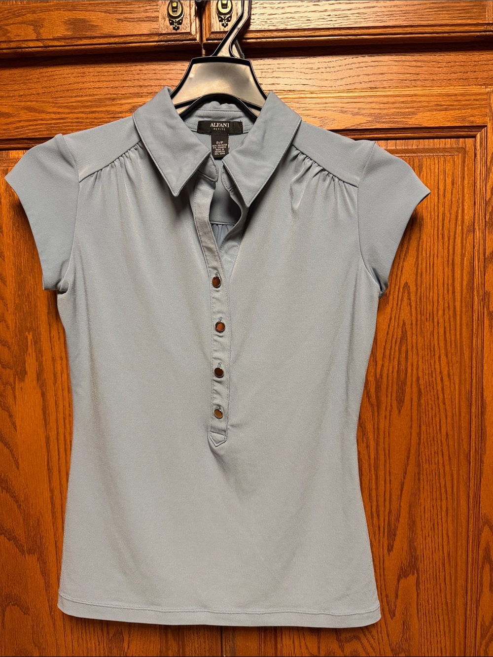 Alfani Light Blue Short-Sleeve Button-Front Shirt